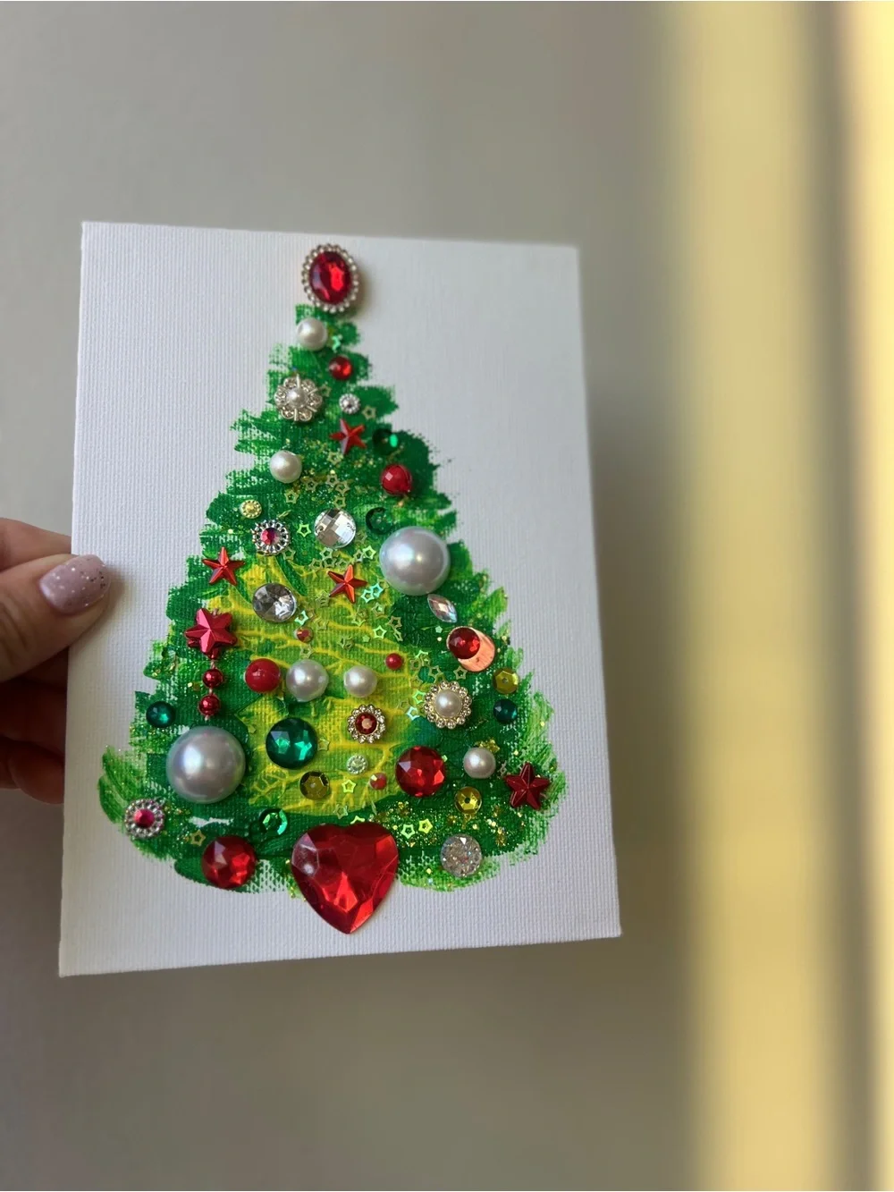 Handcrafted Green Embellished Holiday Tree Wall Art